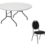 100 Banquetstole og 14 runde borde, pakke.